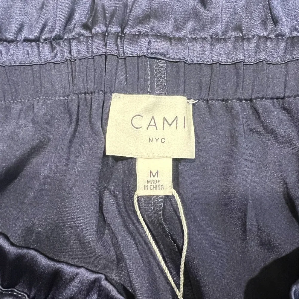 CAMI NYC Carmen Cargo Pant Navy Blue Stretch Silk Blend Charmeuse Women's Medium